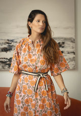 Vestido flores naranjas