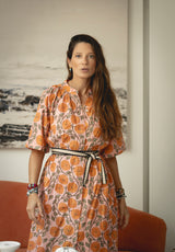 Vestido flores naranjas