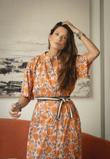 Vestido flores naranjas