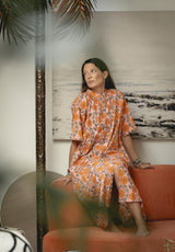 Vestido flores naranjas
