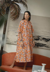 Vestido flores naranjas