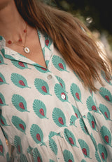 Vestido estampado flor turquesa