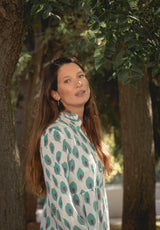 Vestido estampado flor turquesa