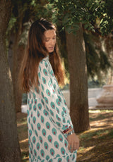 Vestido estampado flor turquesa