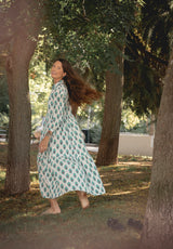 Vestido estampado flor turquesa
