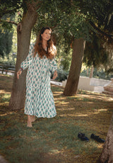 Vestido estampado flor turquesa