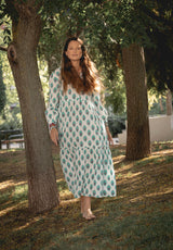 Vestido estampado flor turquesa