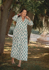 Vestido estampado flor turquesa