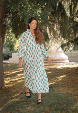 Vestido estampado flor turquesa