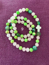 Rosario pulsera collar piedra plana