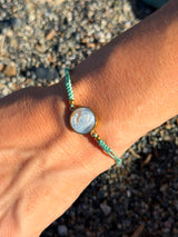 Pulsera Medalla Virgen Nácar Turquesa