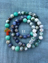 Rosario pulsera collar piedra redonda