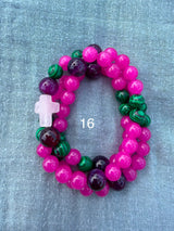 Rosario pulsera collar piedra redonda