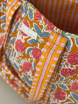 Bolso Tote Bag Naranja Flores Coral