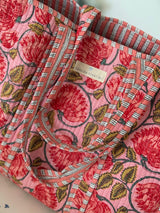Bolso Tote Bag Rosa Flores Coral