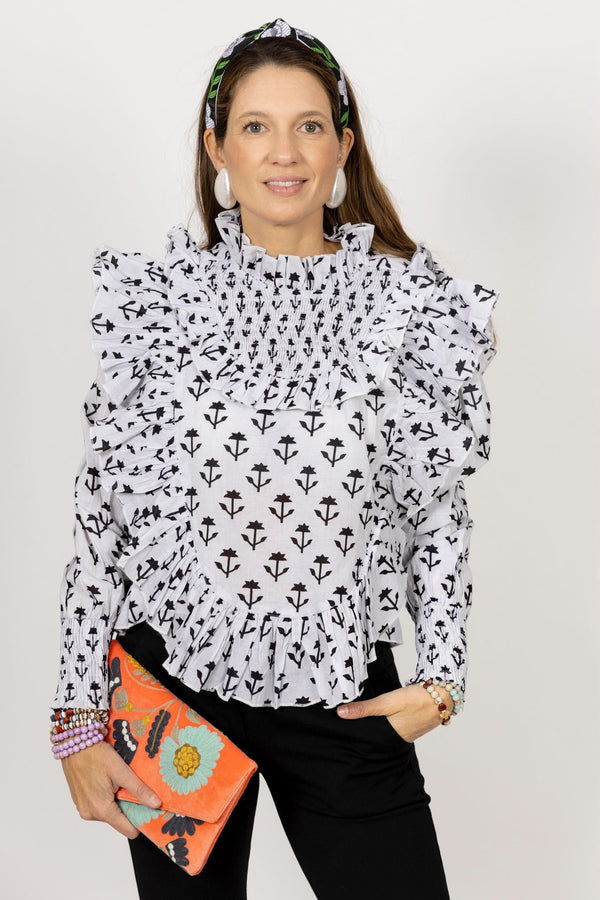 Camisa flor negra