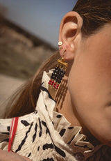 Pendientes cuentas negro y rojo