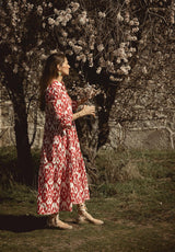 Vestido estampado flores rojo