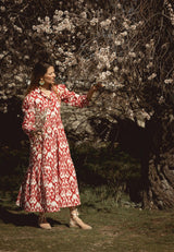 Vestido estampado flores rojo