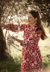 Vestido estampado flores rojo