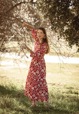 Vestido estampado flores rojo