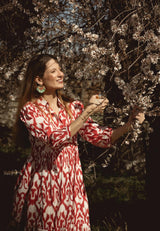 Vestido estampado flores rojo