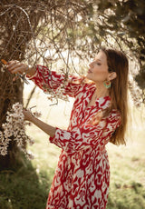 Vestido estampado flores rojo