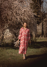 Vestido estampado flores rojo