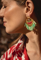 Pendientes flecos verde pistacho