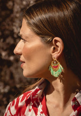 Pendientes flecos verde pistacho
