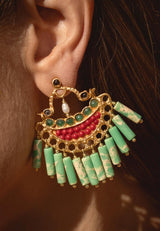 Pendientes flecos verde pistacho