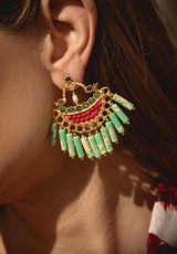 Pendientes flecos verde pistacho