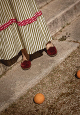 Vestido volantes cuadros fucsia