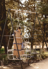 Pendientes flecos azul y rojo