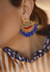 Pendientes flecos azul y rojo