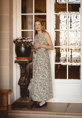 Vestido sin mangas flores verdes