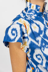 Camisa étnica azul mangas cortas