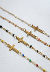 Pulsera Cruz Bolitas Colores