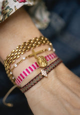 Pulsera Medalla Virgen de las Mercedes rosa