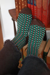 Calcetines estampados rombo marrón