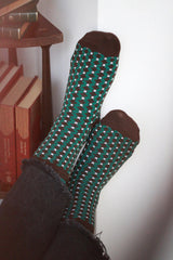 Calcetines estampados rombo marrón