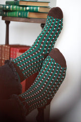 Calcetines estampados rombo marrón