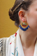 Pendientes flecos azul y rojo