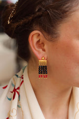 Pendientes cuentas negro y rojo