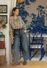 Camisa flores rosa, azul y amarillo