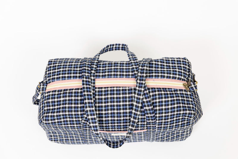 Bolsa viaje vichy azul marino