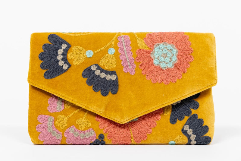 Bolso estampado terciopelo mostaza