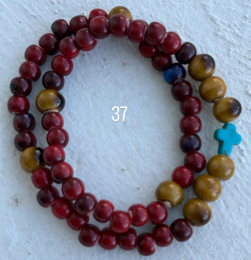 Pulsera Rosario Cerámica 2 vueltas hecho a mano