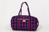 Bolsa viaje cuadros azul/rojo