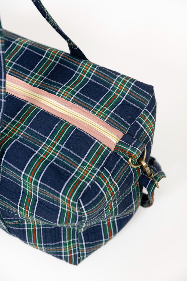 Bolsa viaje cuadros verde/azul
